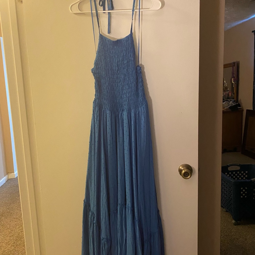 Gorgeous Aqua Blue Halter Sundress